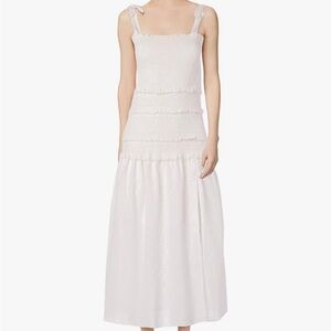 ASTR the label midi dress white eyelet cotton tie strap